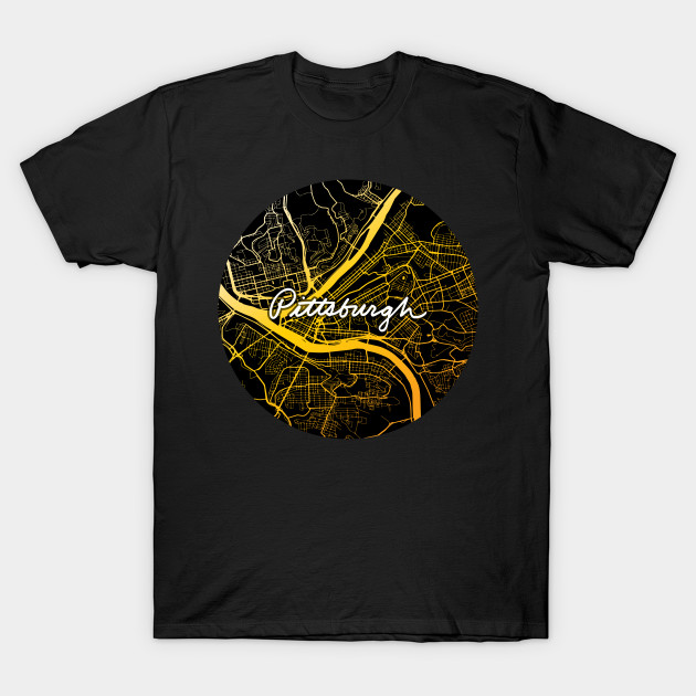 Pittsburgh Map Black and Yellow